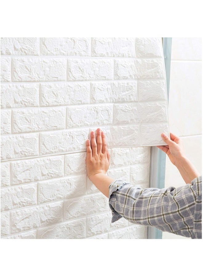 Bukela 10-Piece 3D Brick Pattern Decorative Adhesive Wallpaper Set White 77x70cm - Image 2