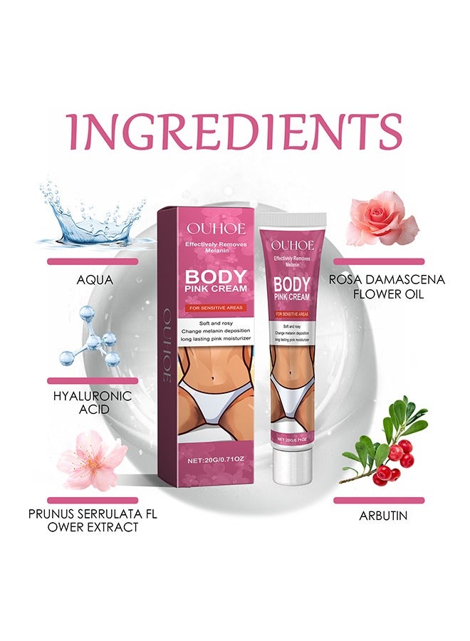 OUHOE Body Pink Cream-Snow Bleach Cream for Private Part Underarm Whitening, Dark Skin Bleaching Cream for Dark Spots, Face and Body Skin Lightening Bleaching Cream for Intimate Areas Brightening, 20 g - Image 2