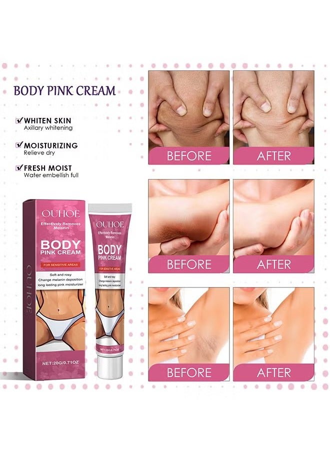 OUHOE Body Pink Cream-Snow Bleach Cream for Private Part Underarm Whitening, Dark Skin Bleaching Cream for Dark Spots, Face and Body Skin Lightening Bleaching Cream for Intimate Areas Brightening, 20 g - Image 5