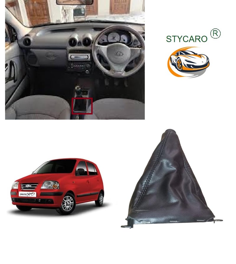 STYCARO-Car Accessories Antique Black PU Leather & ABS Plastic Gear Lever Cover Boot Compatible with Hundai Santro Xing - Image 3