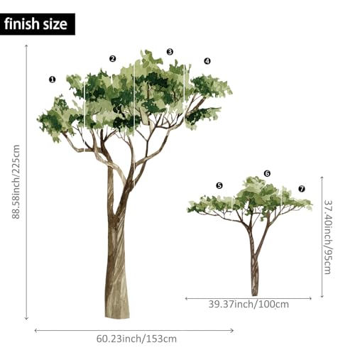 astrkiz Extra Huge Trees Wall Decals Peel and Stick, Self Adhesive PVC Realistic Tree Wall Mural Sticker, Precut Safari Acacia Tree Wall Art Decor for Kids Bedroom Playroom Nursery Room, 70.86"x88.58" - Image 3