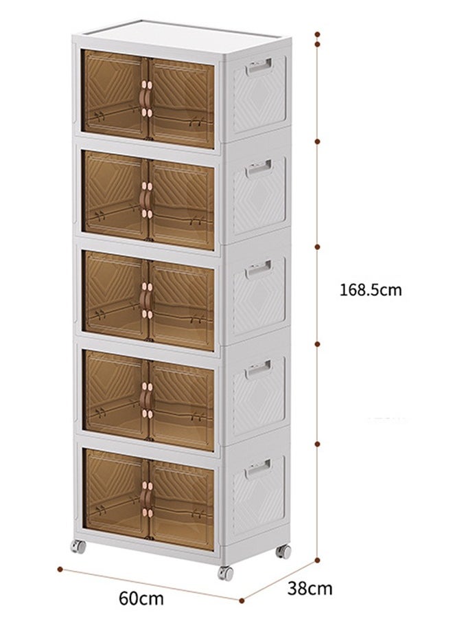 NKX - 5 Layers Multi-Functional Foldable Storage Cabinet with Doors and Wheels (315L) - Image 1