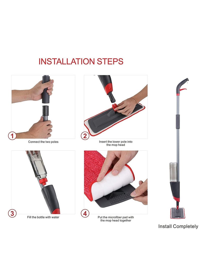 ممسحة مايكروفايبر مع بخاخ رمادي/ أحمر/ أبيض - Image 4