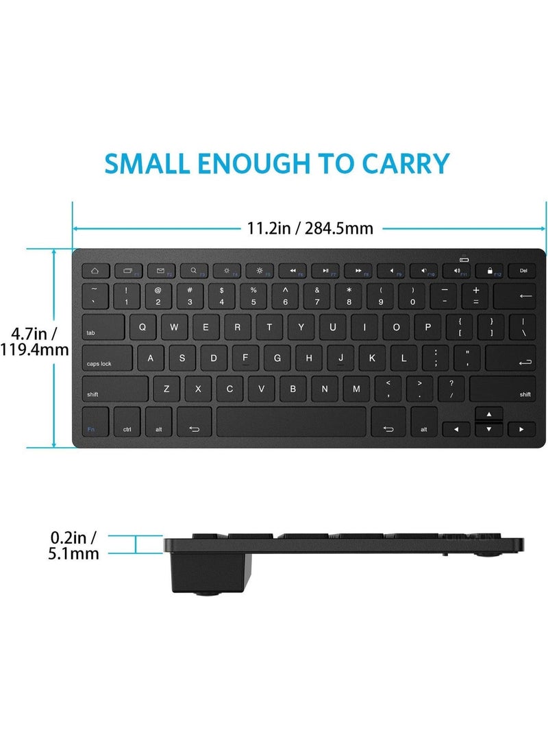 Bluetooth Keyboard for Windows & Mac, Compact Wireless Keyboard Compatible With MacBook, iMac, Mac Mini, Laptop and PC, Deep Black - Image 3