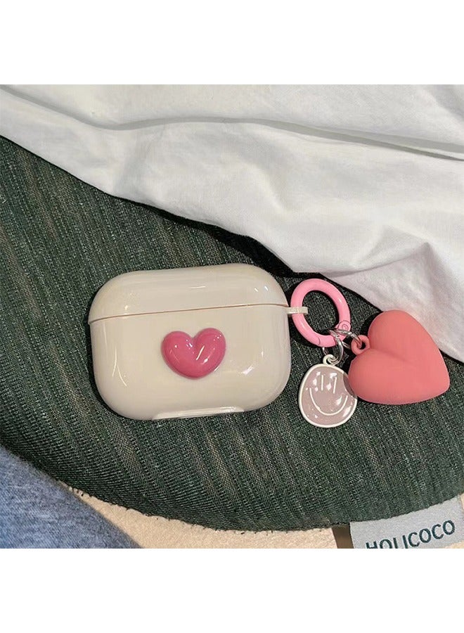 AirPods Pro2 Case, Airpods Pro 2nd Generation Pink TPU 3D Heart-shaped Case Cover, Soft Silicone Skin Shock-Absorbing Protective Cover with Keychains for Apple Airpods Pro 2 - Image 5