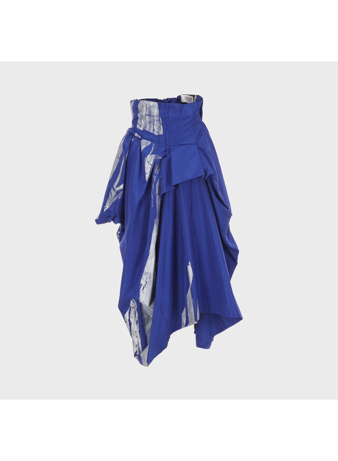 Zara Luxury Modern Stylish Chic Color-Blocking Irregular Design High-Waist Loose Straight Midi Skirt - Image 2