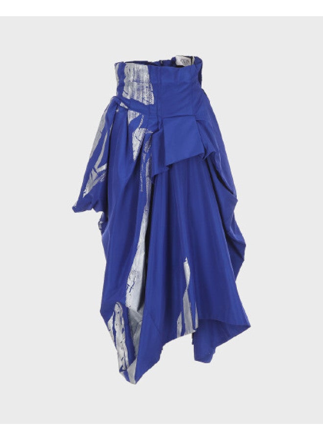Zara Luxury Modern Stylish Chic Color-Blocking Irregular Design High-Waist Loose Straight Midi Skirt - Image 1