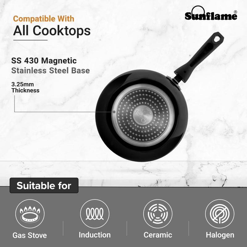 SUNFLAME Non-Stick Fry Pan FP N24 IB | 24cm Diameter | Induction Compatible | 1-Year Coverage | Sturdy Cool Touch Handle | Toughened Glass Lid | Easy to Clean - Image 5