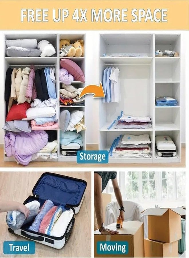 PulGos Vacuum Storage Bags Set (1 Large, 2 Medium, 2 Small) with Hand Pump | Vacuum Compression Bags for Clothes | Space Saver Vacuum Sealer Bags for Home & Travel Storage - Image 5