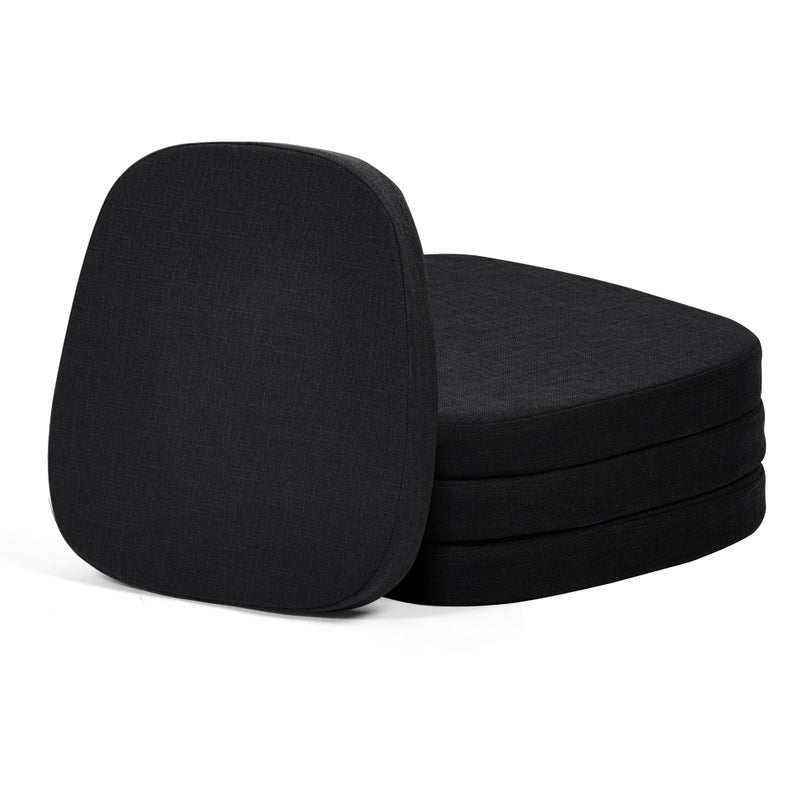 baibu Set of 4 Metal Chair Cushions with Ties 14In NonSlip Metal Dining Chair Pads Kitchen Seat Cushion with Machine Washable Cover 14x14x15in Black