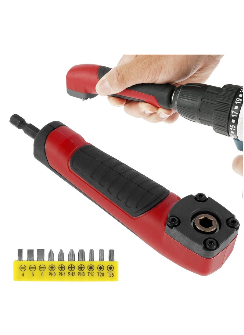 RATSAW - Right Angle Drill Attachment Electric Screwdriver Repair Set  1/4 Inch Right Angle Attachment Extension Screwdriver Socket Holder Drill Attachment with 10pcs Bits 90°degree Right Angle Drill Adapter - Image 1
