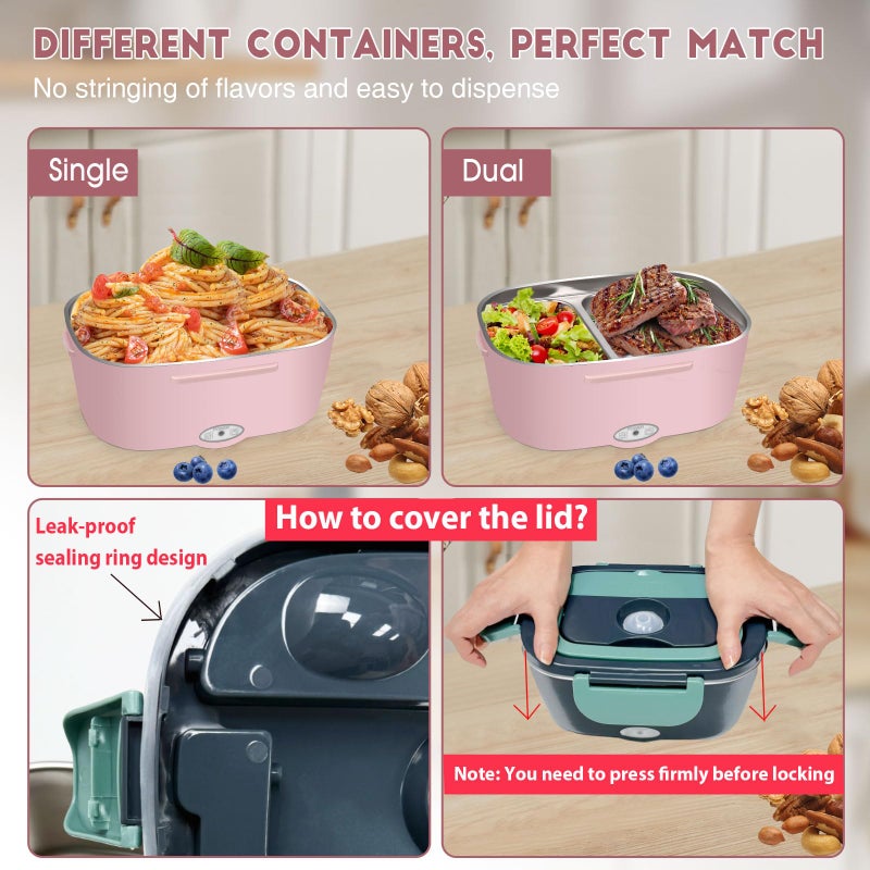 LAVAED Electric Heated Lunch Box - 80W Fast Heating, Portable Warmer for Car/Truck/Office/Outdoor, BPA Free - Image 5