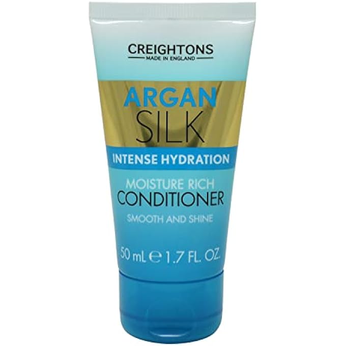 CREIGHTONS ARGAN SILK MOISTURE RICH CONDITIONER (50ML TRAVEL SIZE MINI) - PROFESSIONALLY FORMULATED WITH ARGAN OIL FROM MOROCCO, REPLENISHES MOISTURE FOR STRENGTH & SHINE, FOR ALL HAIR TYPES, CLEAR - Image 1