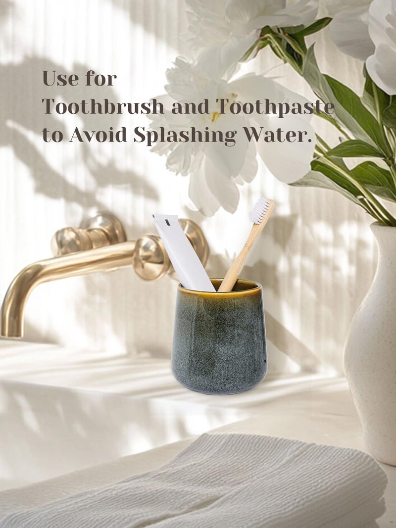 INGOFIN Ceramic Toothbrush Holder Cup, 12 oz Toothpaste Holder for Bathroom Vanity and Countertop, Organizer for Cosmetic, Makeup, Office Pencils, for Hotel Apartment, Kiln-Glazed - Image 5