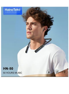 Haino Teko HN-50 Neckband Bluetooth Headphone with 50 Hours of Music High Sound Quality Ultra-Clear Microphone and the Headphone Can be Charged via Mobile Black  - Image 2