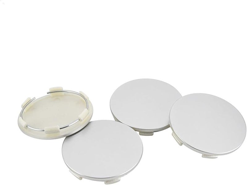 4 قطع 65 ملم أغطية مركز عجلة السيارة الفضية مسطحة ومنحنية بدون شعار - Image 1