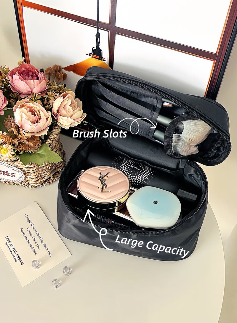 Paraphrase Elegant Large-Capacity Makeup Bag for Women – Cute Black Cosmetic Organizer with Pink Bows, Ideal for Daily Use & Travel - Image 5