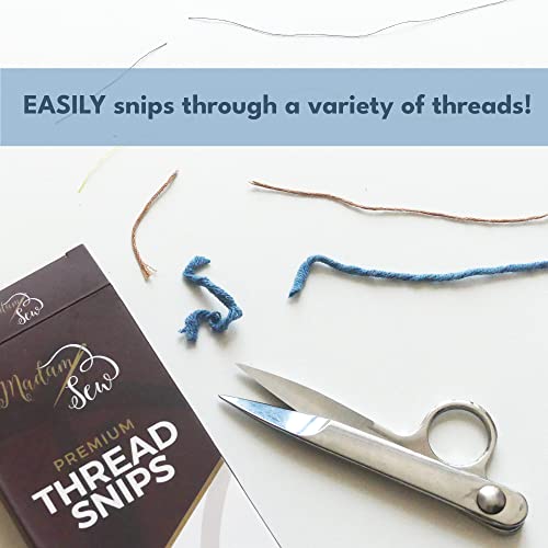 Madam Sew Thread Snips for Sewing – Spring Action Thread Cutter Tool with Razor-Sharp Stainless-Steel Blades for Quilting, Embroidery, Dressmaking – Light, Ergonomic Thread Scissors with Blade Cap - Image 4