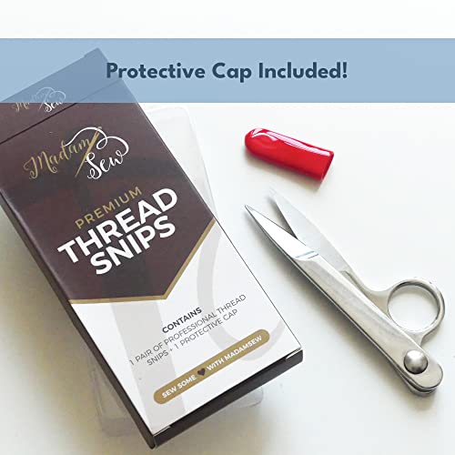Madam Sew Thread Snips for Sewing – Spring Action Thread Cutter Tool with Razor-Sharp Stainless-Steel Blades for Quilting, Embroidery, Dressmaking – Light, Ergonomic Thread Scissors with Blade Cap - Image 2