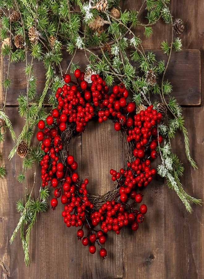 Luckforest 5 Pcs of 4.13-Inch Grapevine Wreath and 5 Pcs of 3.54-Inch Artificial Christmas Picks Assorted Red Berry for Christmas, Wedding, Party, Dinner Decor - Image 3