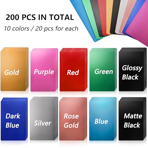 YOUEON 200 Pcs Metal Business Card Blanks for Laser Engraving 86 x 54 x 0.2 mm, 10 Colors Aluminum Sheet Engraving Blanks, Multipurpose DIY Cards for Home, Office, Projects - Image 4