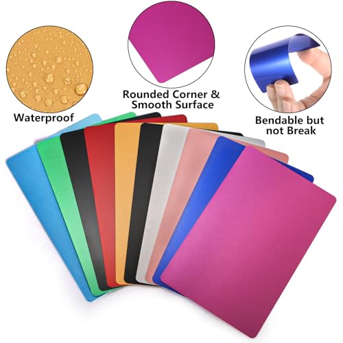 YOUEON 200 Pcs Metal Business Card Blanks for Laser Engraving 86 x 54 x 0.2 mm, 10 Colors Aluminum Sheet Engraving Blanks, Multipurpose DIY Cards for Home, Office, Projects - Image 5