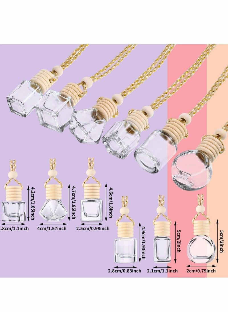 Excefore - Car Air Freshener Perfume Bottle Empty Refillable Car Perfume Bottle Car Hanging Diffuser Bottle Pendant Essential Diffuser Oil Fragrance Aromatherapy Empty Bottle Decor (12 Pcs, Assorted Style) - Image 1