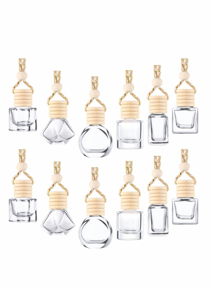 Excefore - Car Air Freshener Perfume Bottle Empty Refillable Car Perfume Bottle Car Hanging Diffuser Bottle Pendant Essential Diffuser Oil Fragrance Aromatherapy Empty Bottle Decor (12 Pcs, Assorted Style) - Image 1