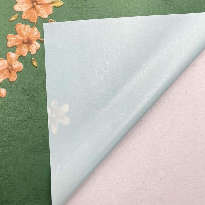 Yifasy Furniture Liner Green Royal Floral Shelf Drawer Lining Paper Self-Adhesive PVC Waterproof Cabinet Door Sticker 118x17.7 Inch - Image 3