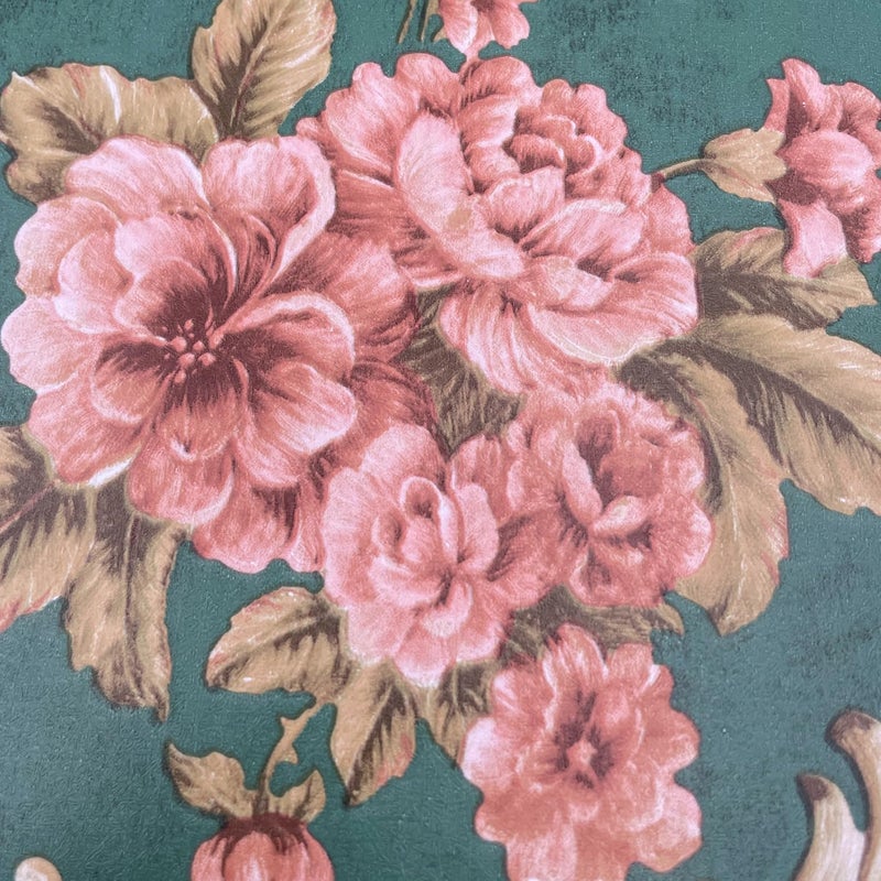 Yifasy Furniture Liner Green Royal Floral Shelf Drawer Lining Paper Self-Adhesive PVC Waterproof Cabinet Door Sticker 118x17.7 Inch - Image 5
