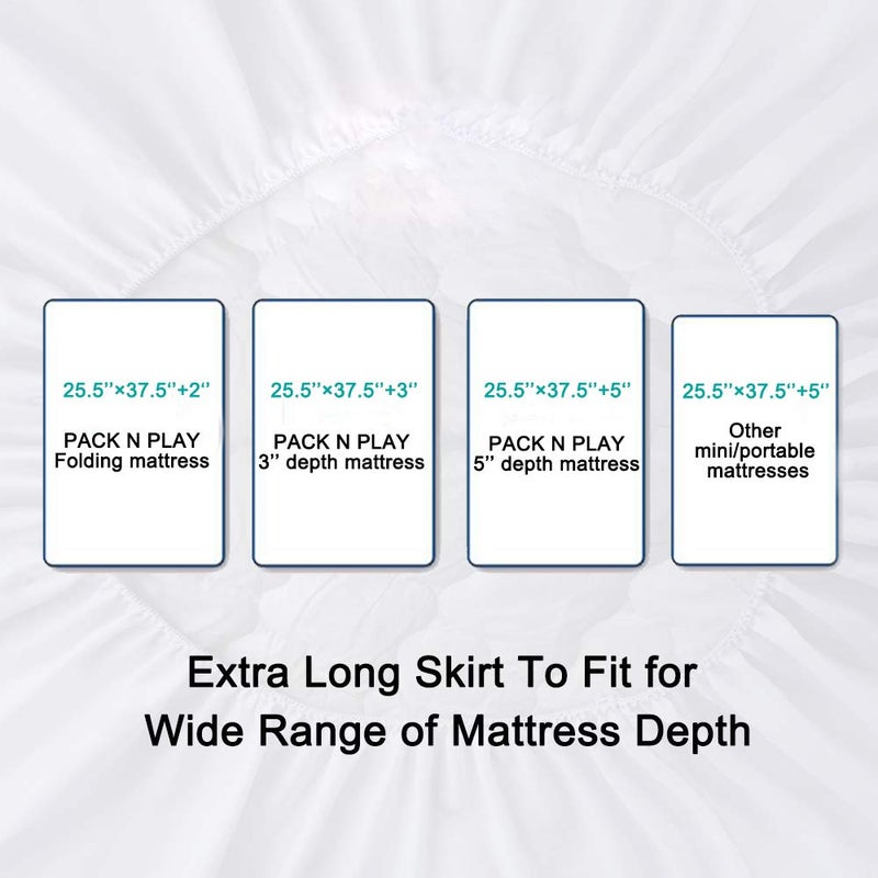 Biloban Pack and Play Sheets Mattress Pad Protector Fitted Waterproof Playard Mattress Cover, Compatible with Graco Pack n Play & Dream On Me & Pamo Babe, Playpen/Playard Sheet Quilted, Gray, 39" x 27" - Image 5