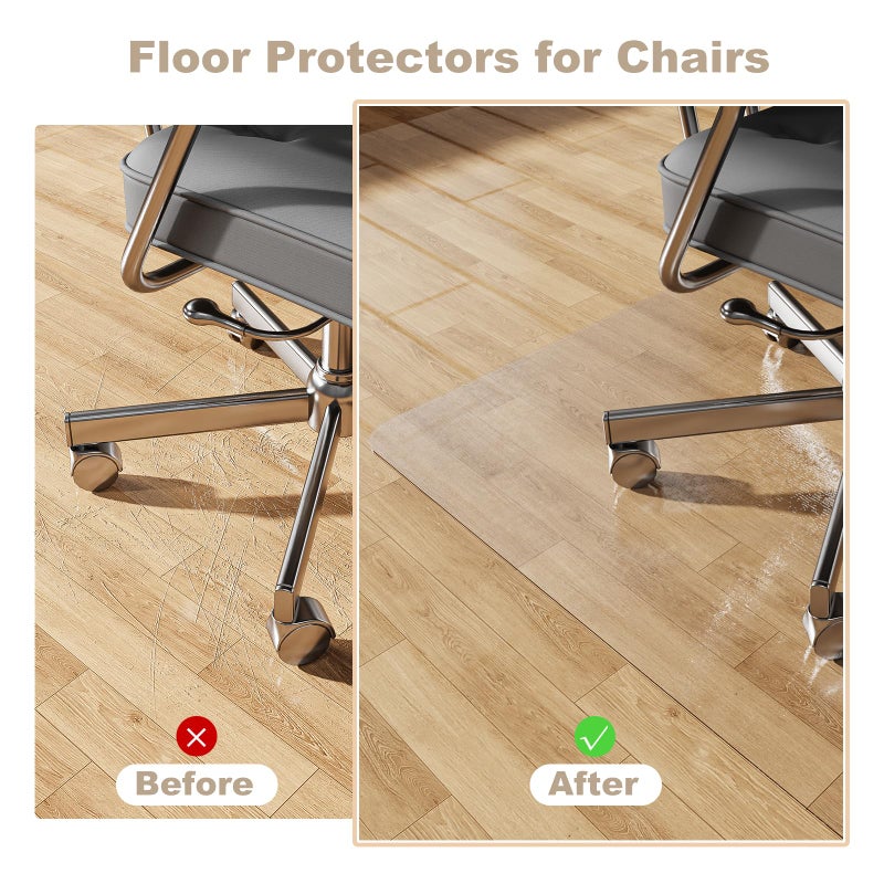 KEYDOL [Thickened to 2.0mm] 60"x75" Computer Chair Mat for Hardwood, PVC Office Mat for Hardwood Floor, Anti-Slip Rolling Chair Floor Protector,Vinyl Mats for Home, Under Desk Mats for Rolling Chairs - Image 3