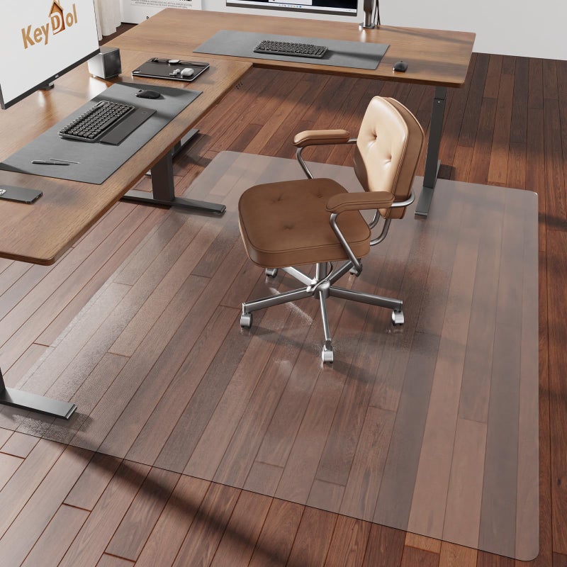 KEYDOL [Thickened to 2.0mm] 60"x75" Computer Chair Mat for Hardwood, PVC Office Mat for Hardwood Floor, Anti-Slip Rolling Chair Floor Protector,Vinyl Mats for Home, Under Desk Mats for Rolling Chairs - Image 1