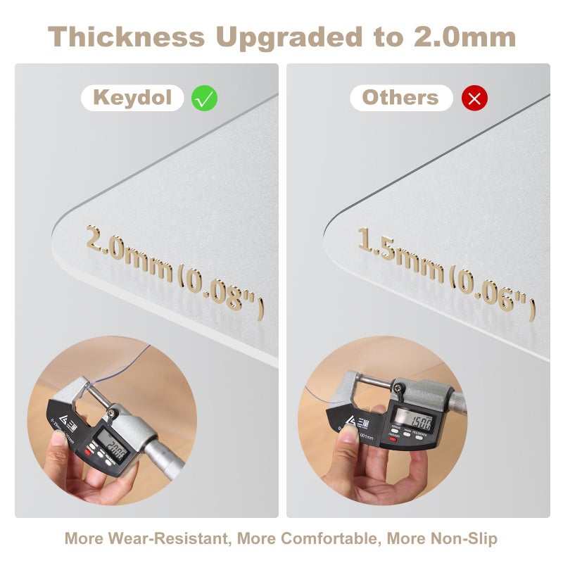 KEYDOL [Thickened to 2.0mm] 60"x75" Computer Chair Mat for Hardwood, PVC Office Mat for Hardwood Floor, Anti-Slip Rolling Chair Floor Protector,Vinyl Mats for Home, Under Desk Mats for Rolling Chairs - Image 2