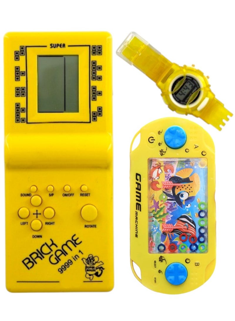 Tetris Classic Brick Game Console With Watch And Hand Water Game For Kids - Image 1