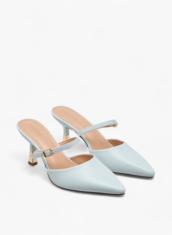 Celeste Women's Solid Slip-On Mules with Stilettos Heels - Image 3