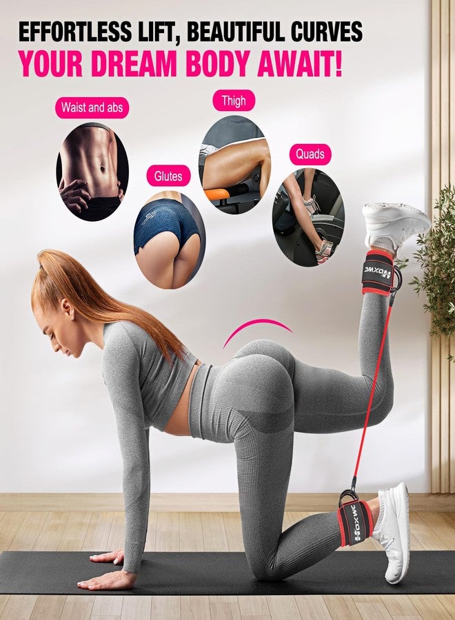 HOXWC Ankle Resistance Bands with Cuffs, Glutes Workout Equipment, Ankle Bands for Working Out, Exercise Bands for Butt Lift Women, Training Workout Equipment for Kickbacks Hip Gluteus Training Exercises - Image 2