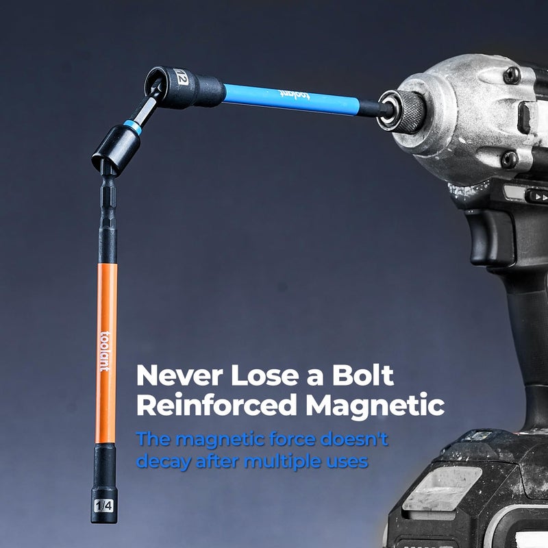 toolant 21pcs Extra Long Nut Driver Bit Set, SAE/Metric Magnetic Nut Driver Set with Replacement Handle - Image 5