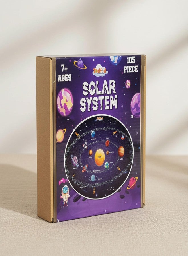 TodFod ToddFod Outer Space Solar System Wooden Jigsaw Puzzle for Kids Learning Aid and Educational Toy for Children 105 Pieces Jigsaw Floor Puzzle with 4 Double Sided Flashcards - Image 5