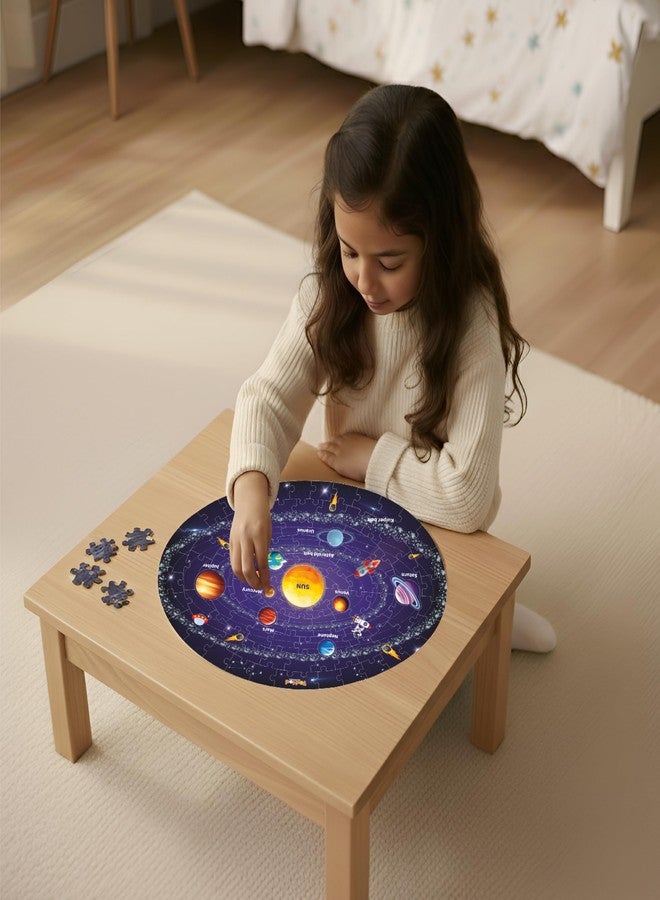 TodFod ToddFod Outer Space Solar System Wooden Jigsaw Puzzle for Kids Learning Aid and Educational Toy for Children 105 Pieces Jigsaw Floor Puzzle with 4 Double Sided Flashcards - Image 2