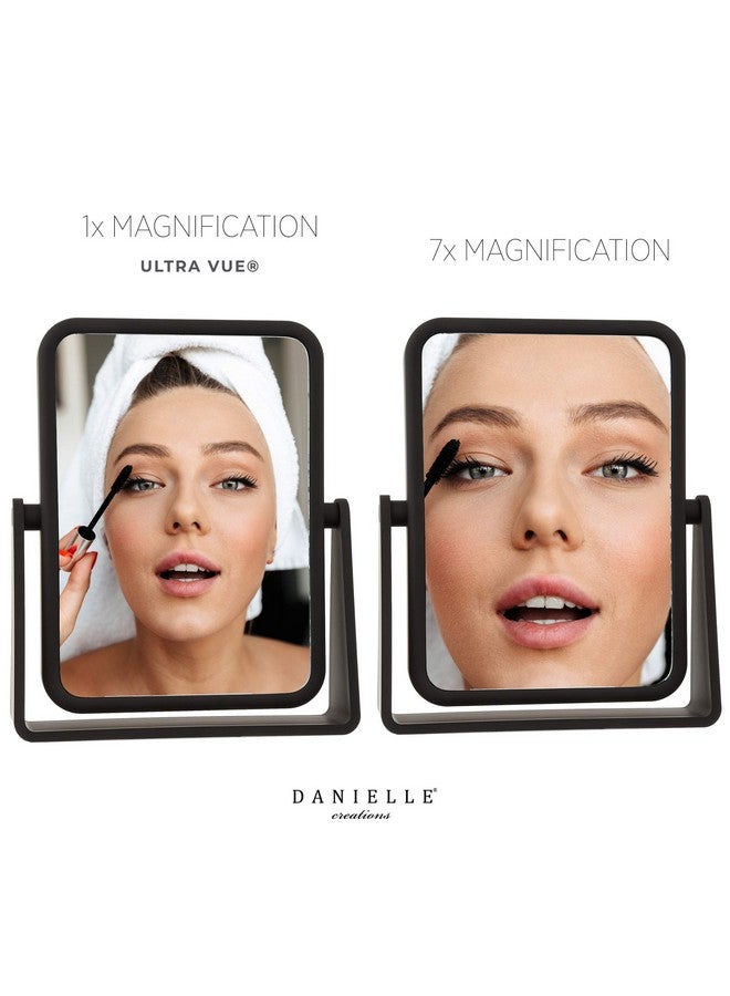 Danielle مرآة مكياج مكبرة مستطيلة بلمسة ناعمة مع تكبير 7X ودوران 360 أسود - Image 5