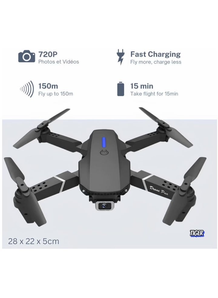 JAJEEK E88 Drone with HD Camera – Foldable Design, WiFi Live Photo & Video, Black Screen on Remote Control, Perfect for Kids and Adults – Easy to Fly, Aerial Photography, Stable Flight for Beginners and Pros - Image 1