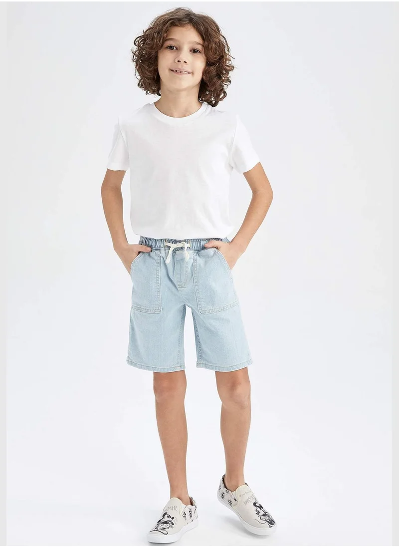 ديفاكتو Tie Waist Mini Jean Bermuda Short