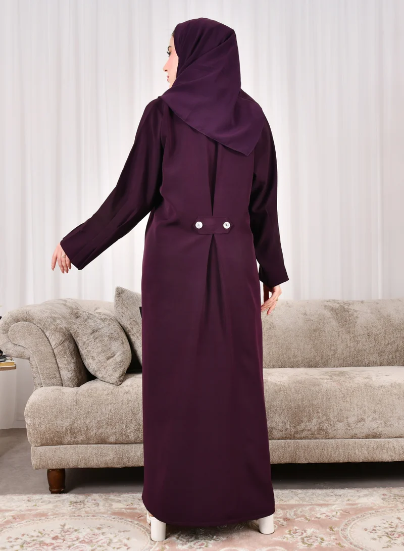 HAWRAA ABAYA Formal purple blazer abaya with pleats at the back and large sleeves