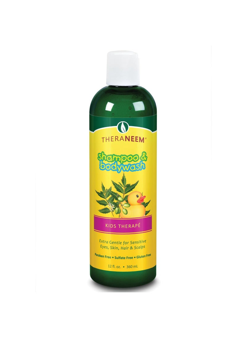 thera neem - Theraneem Naturals Kids Therap Shampoo & Bodywash | Extra Gentle for Sensitive Eyes, Skin, Hair & Scalps | Organic Neem Oil & Leaf Extract | 12 fl oz - Image 1