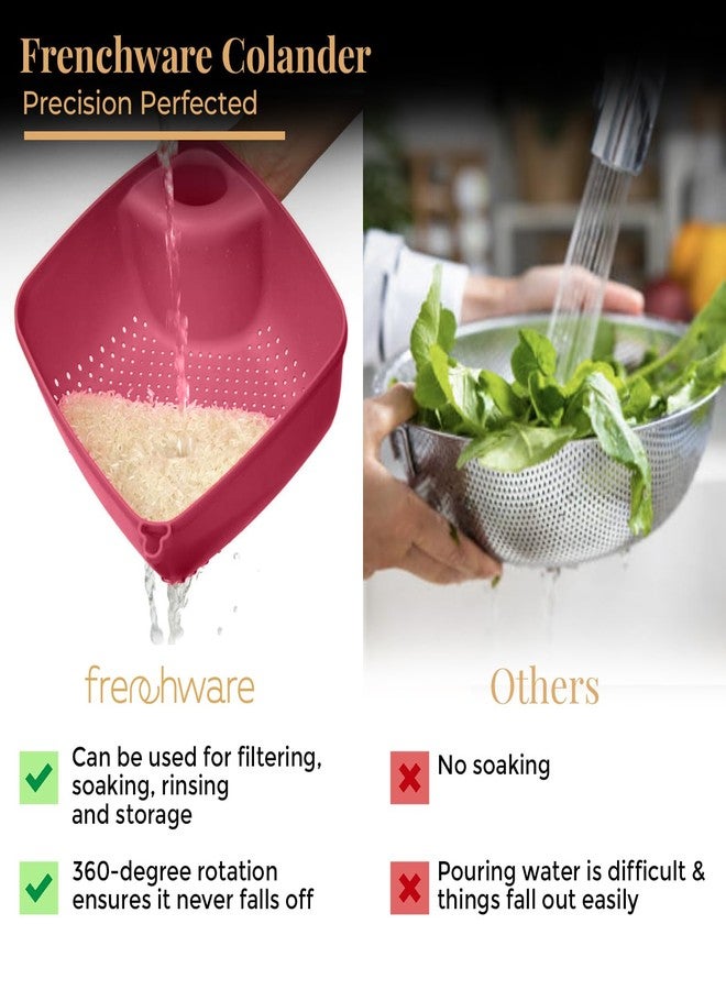 Frenchware (Peach, 1 Unit) Plastic Colander with Handles, Premium-Grade Plastic, 100% Food Safe, BPA-Free, Dishwasher Safe - Image 3