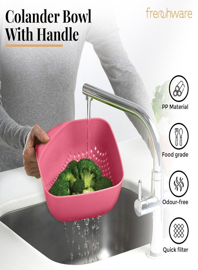 Frenchware (Peach, 1 Unit) Plastic Colander with Handles, Premium-Grade Plastic, 100% Food Safe, BPA-Free, Dishwasher Safe - Image 2