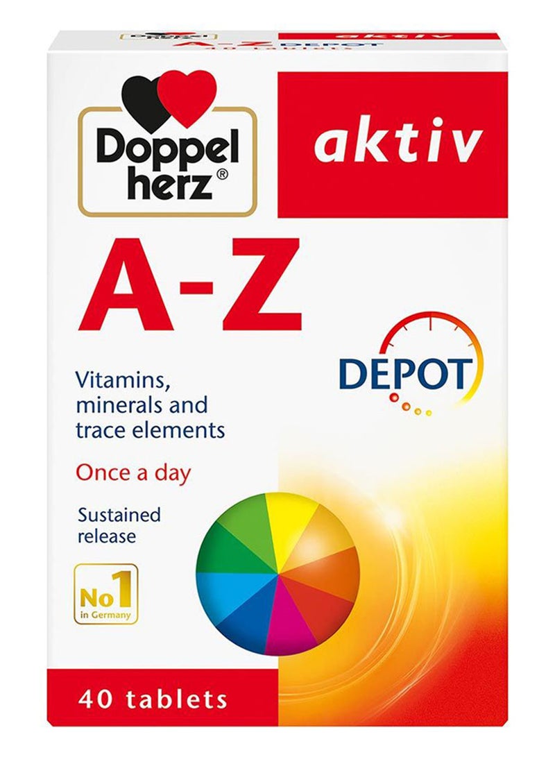 Doppelherz Aktiv A-Z Depot Tablets With Vitamins, Minerals And Trace Elements, Pack Of 40's - Image 1