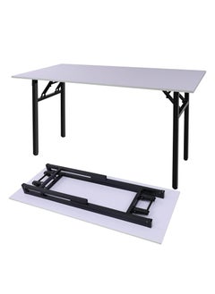 Adjustable Folding Desk No Install, Portable and Compact Computer Walnut Table Office Table for Home, Office, Study, Dining, Camping, Picnic, and BBQ (White, 100 * 50 * 75cm)