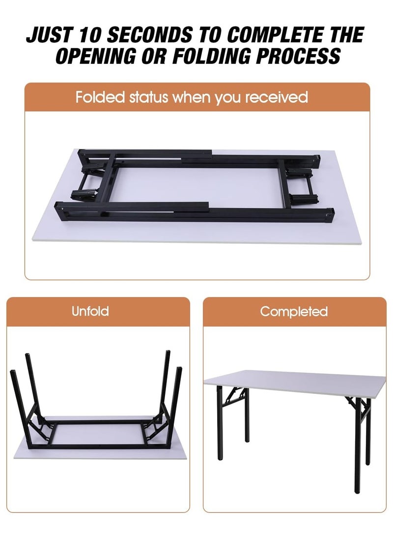 Meishida - Adjustable Folding Desk No Install, Portable and Compact Computer Walnut Table Office Table for Home, Office, Study, Dining, Camping, Picnic, and BBQ (White, 100 * 50 * 75cm) - Image 1